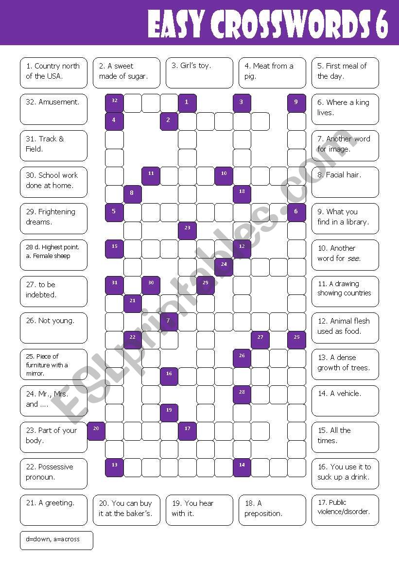 Easy Crosswords 6 worksheet
