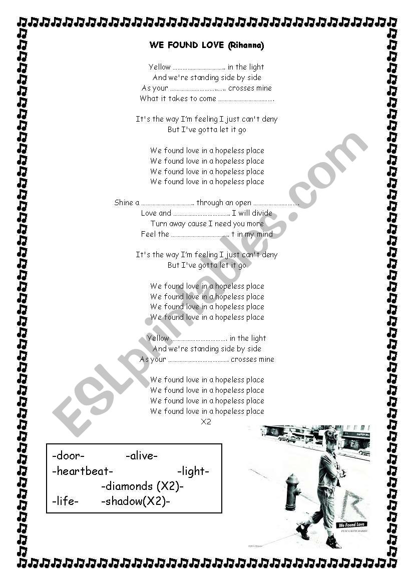 WE FOUND LOVE by Rihanna worksheet