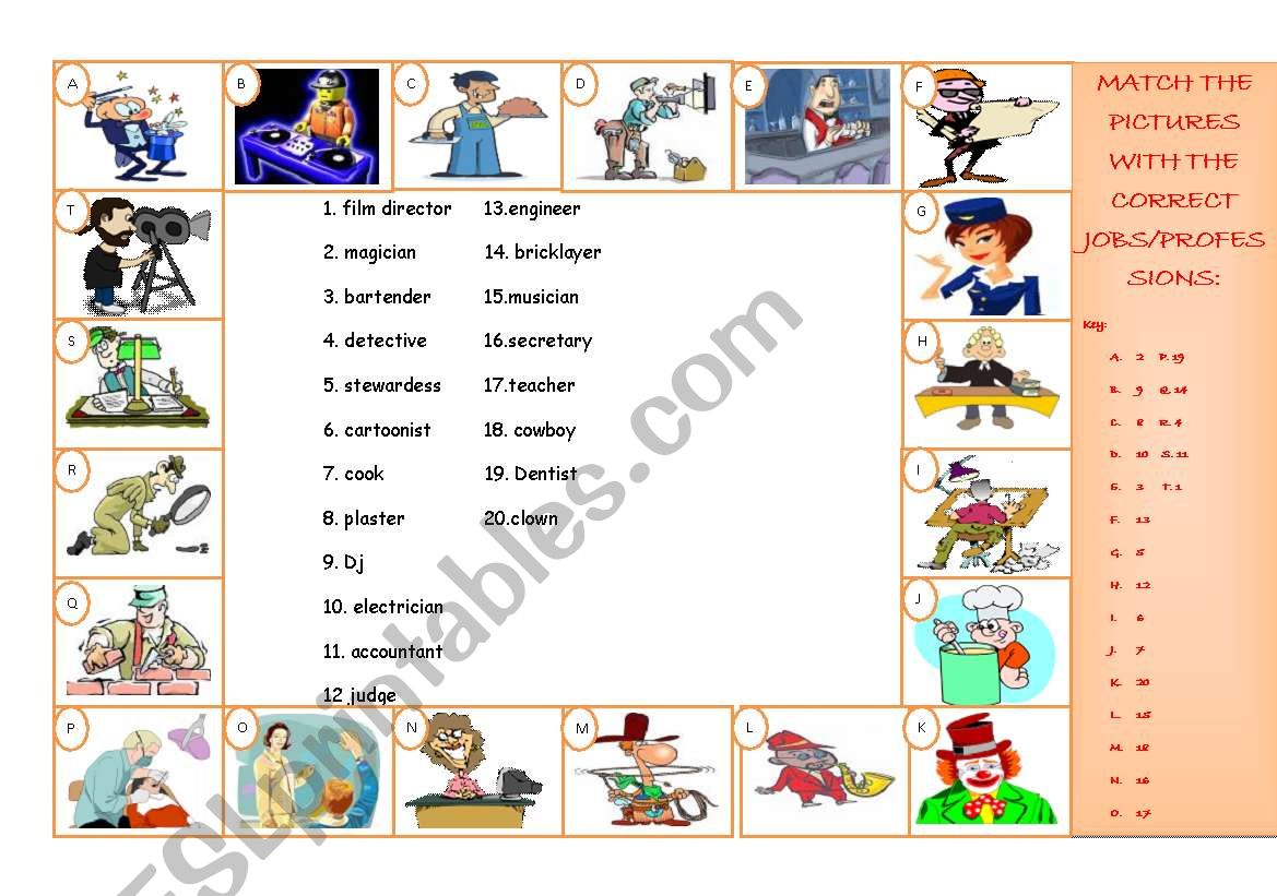 JOBS / PROFESSIONS worksheet