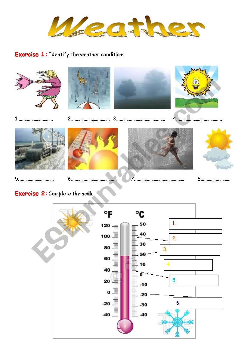 Weather Vocabulary Exercises + KE Y