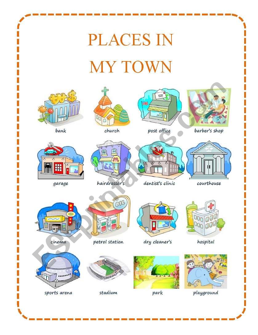 Places in my town - ESL worksheet by cinderella07