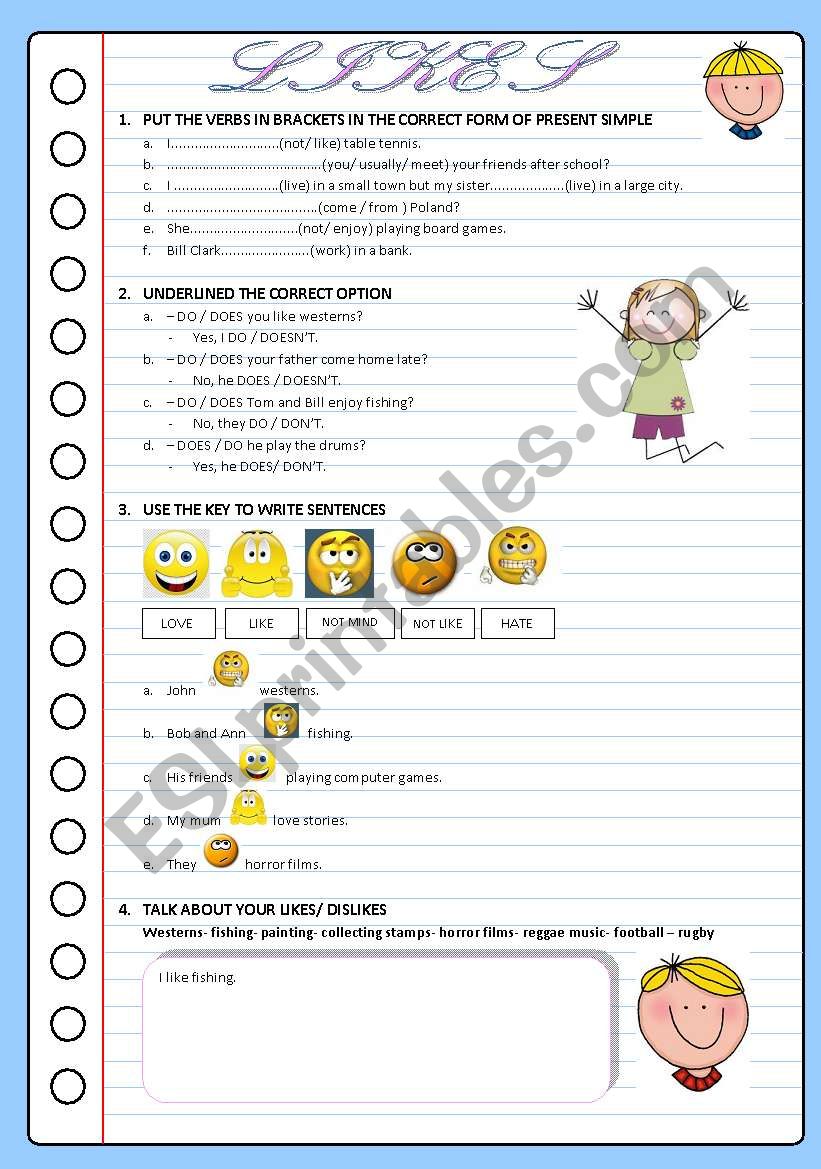 LIKES worksheet