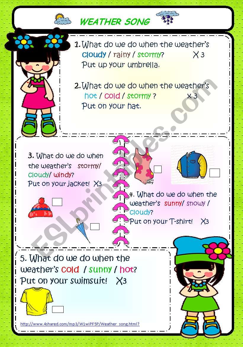 Weather song worksheet