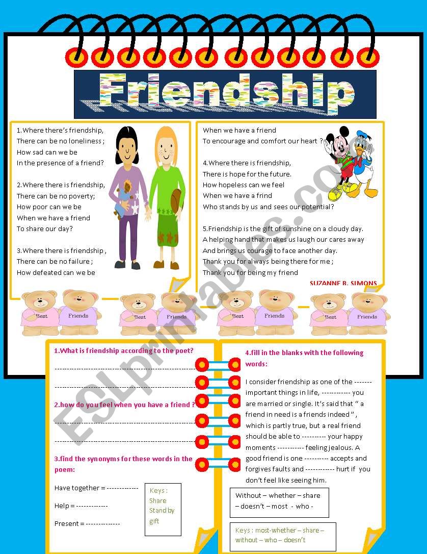 friendship worksheet