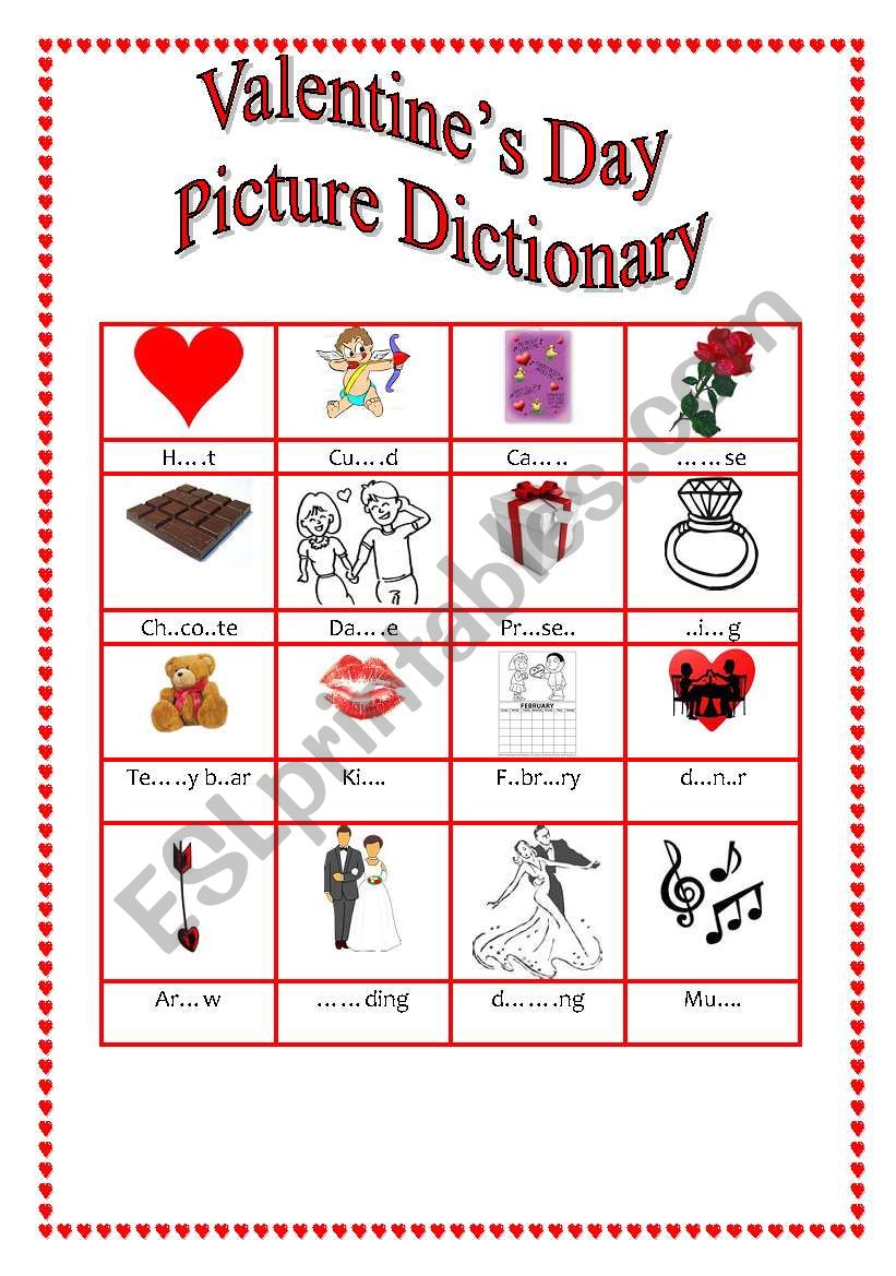 ST VALENTINE S DAY DICTIONARY  - COMPLETE LETTERS