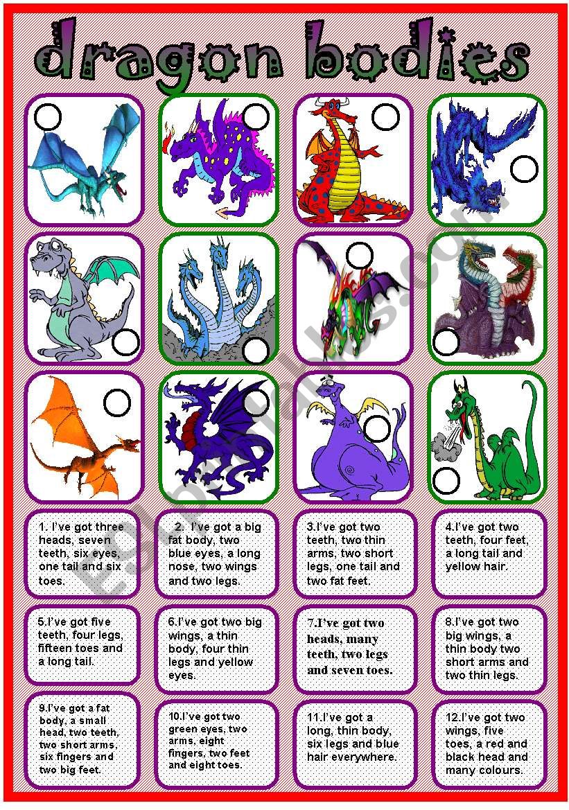 Dragon Bodies worksheet