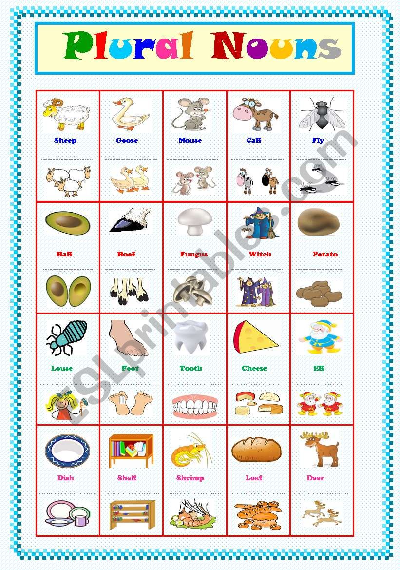 Plural Nouns .... - ESL worksheet by Ms.Sara.q8