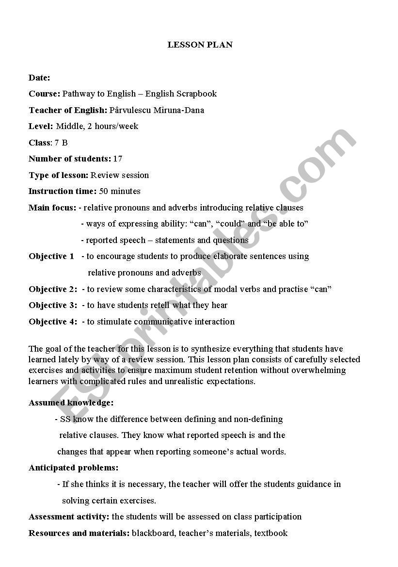 Relative Clauses worksheet