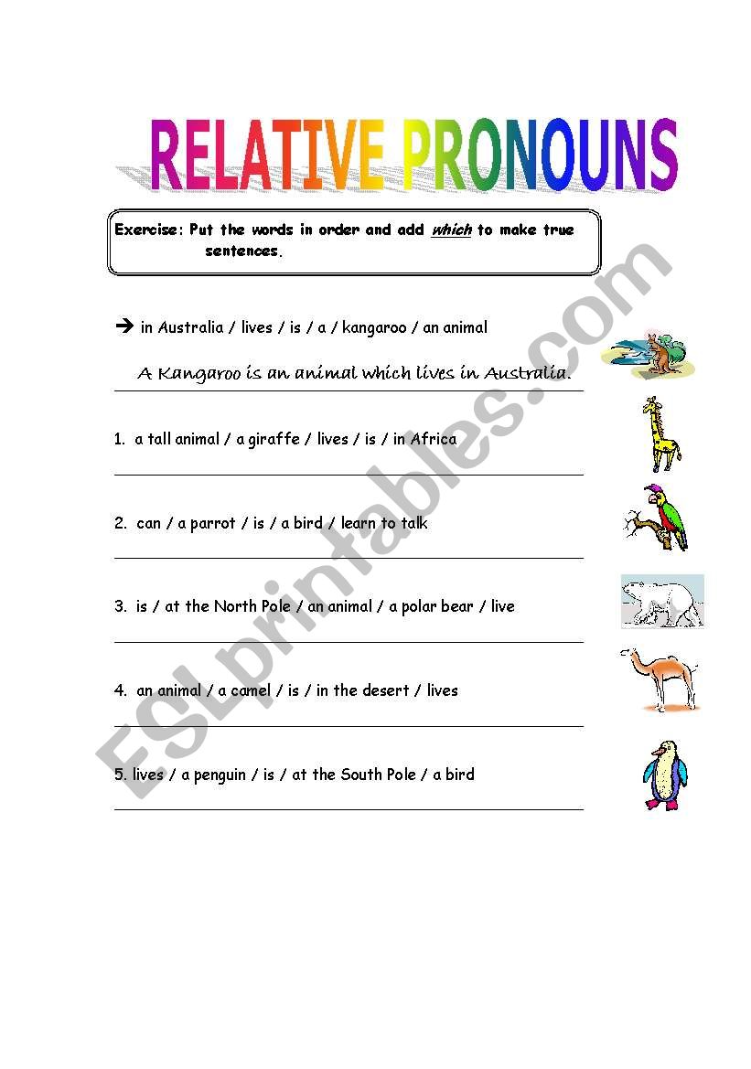 Relative pronouns worksheet