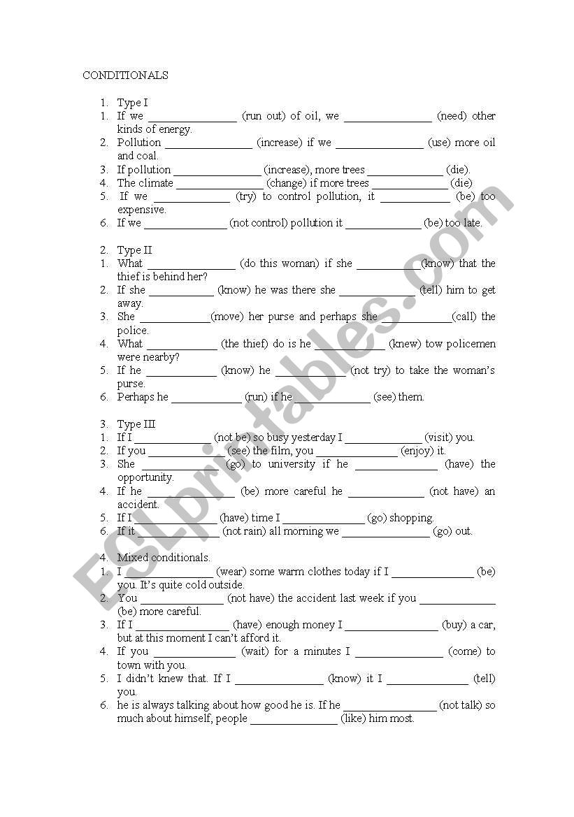 Conditionals worksheet