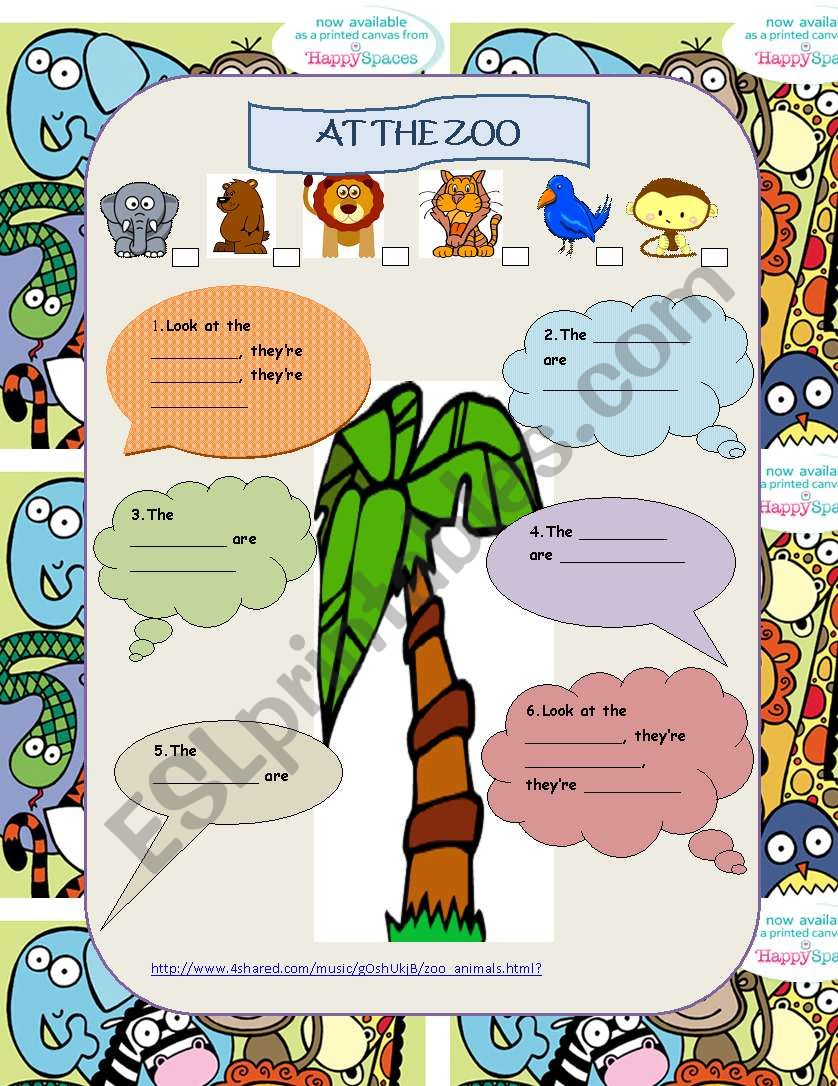 At the ZOO - song worksheet