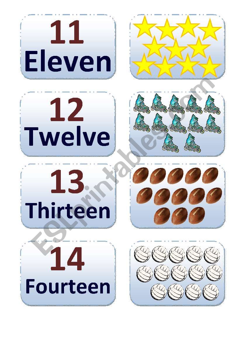 numbers from 11 to 14 worksheet