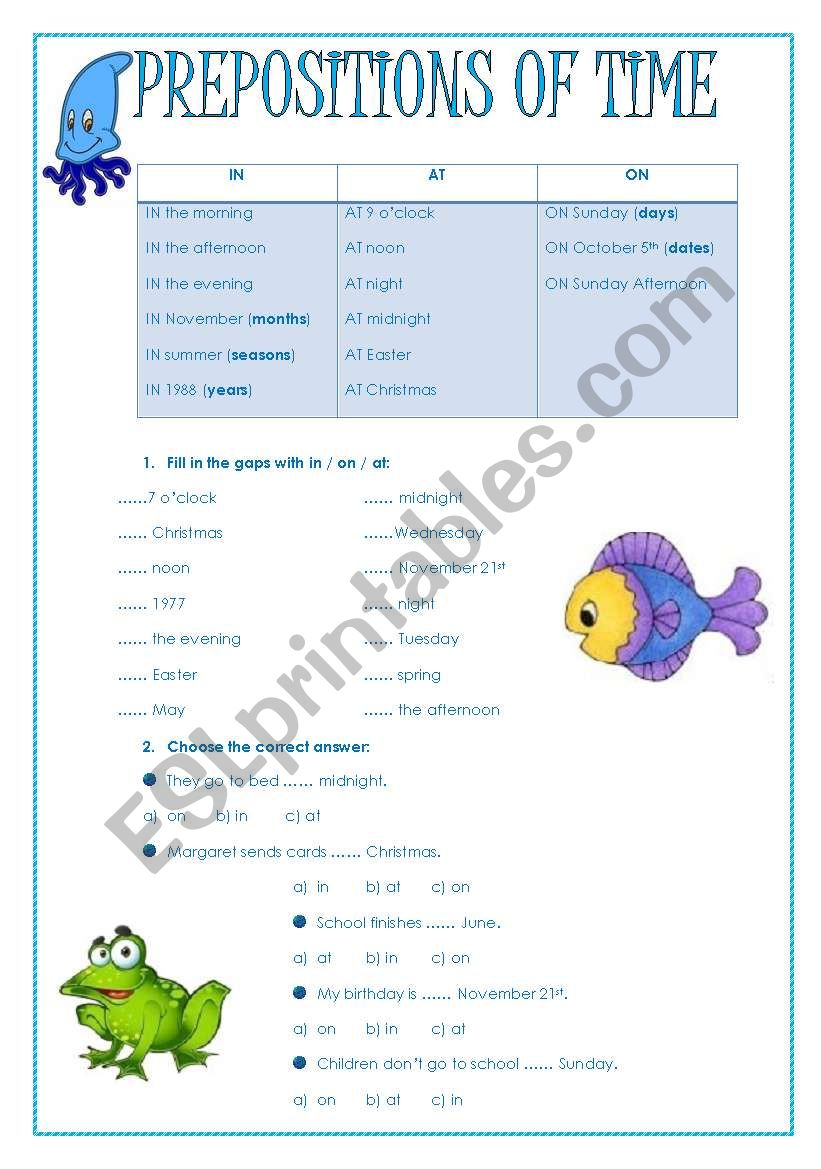 Prepositions of time: in - on - at