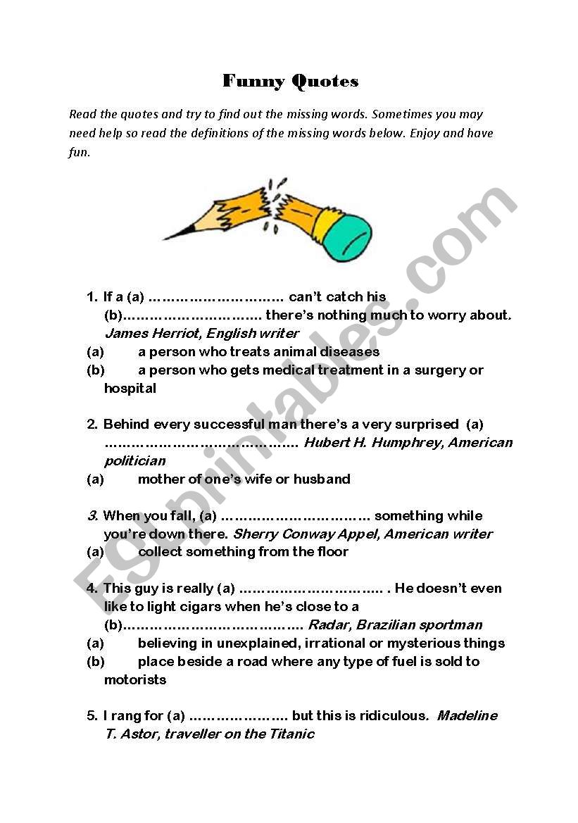 Funny Quotes worksheet