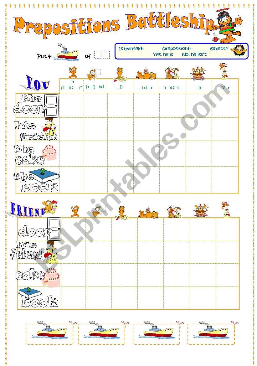 Garfield prepositions Battleship