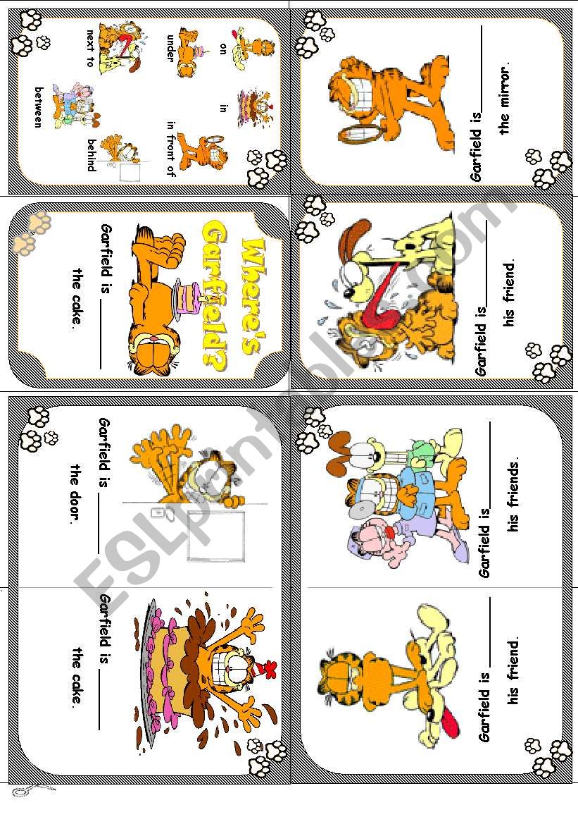 Preposition mini-book with Garfield 