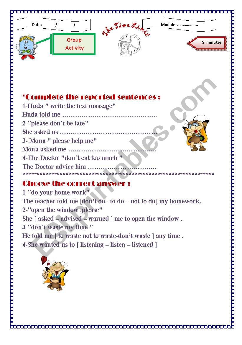 reported orders worksheet