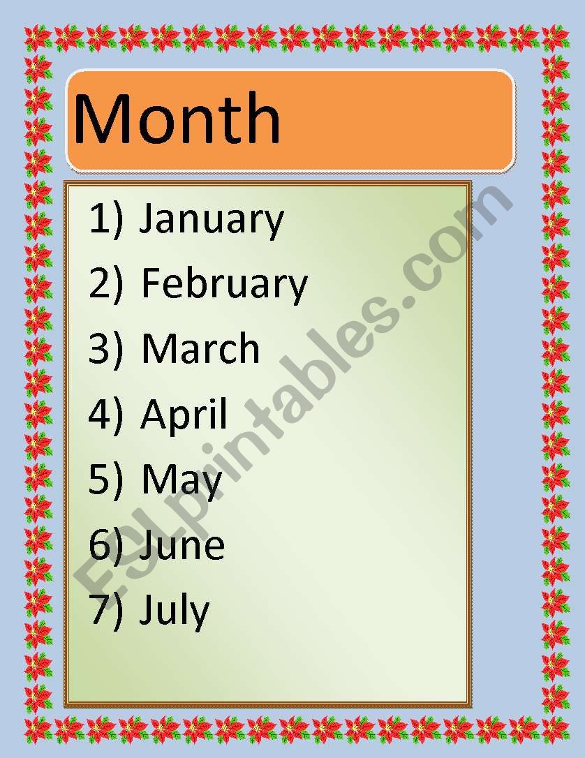 Months worksheet