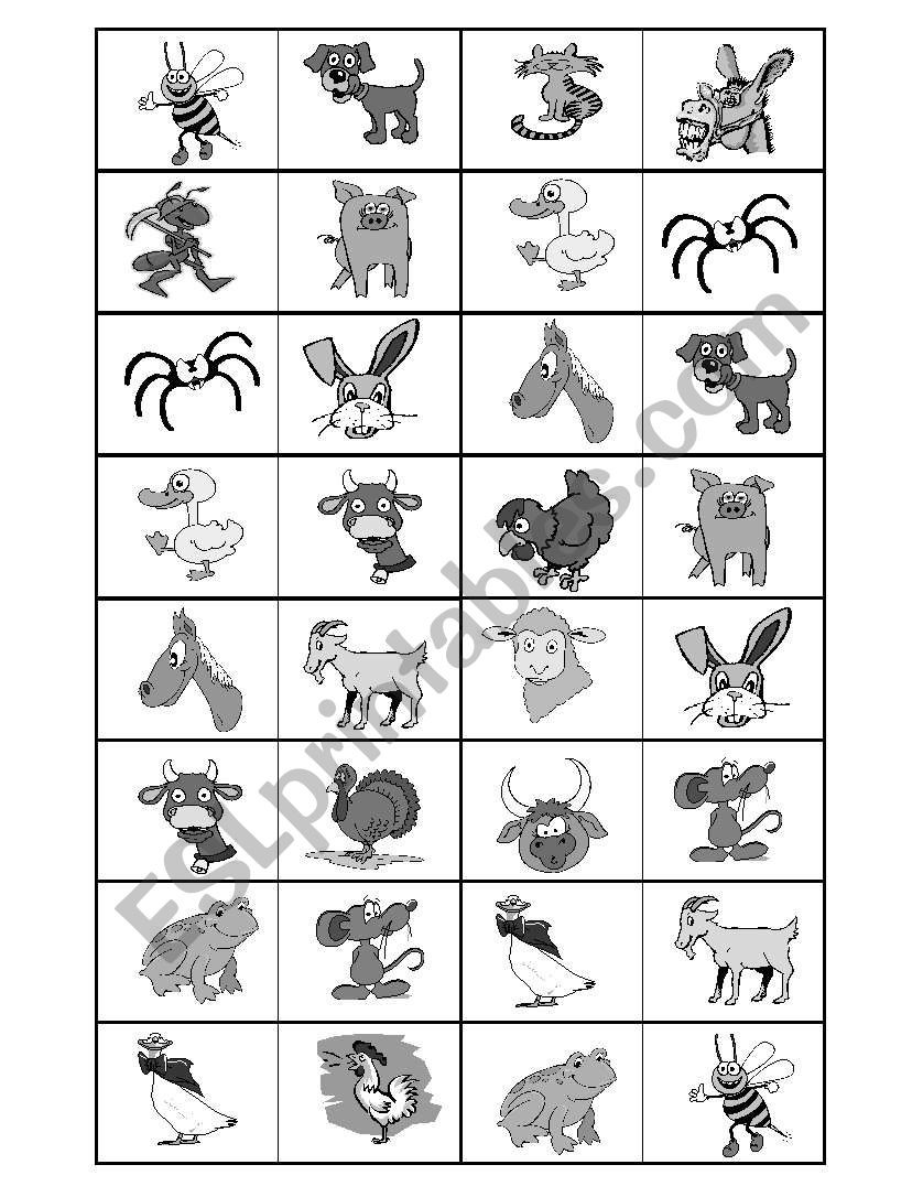 farm animals DOMINO worksheet