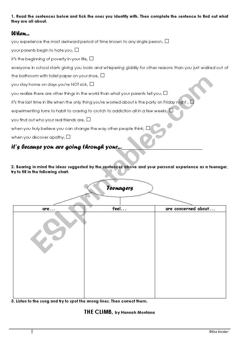 The Climb worksheet