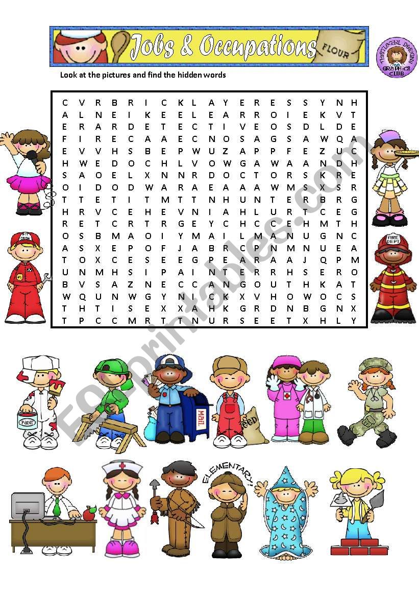 JOBS - WORDSEARCH worksheet