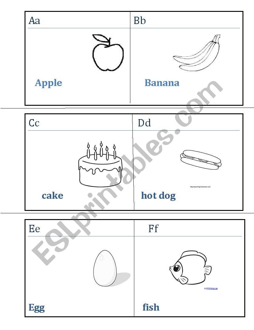 food ABC (minibook) worksheet