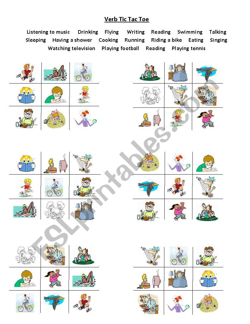 Verb Tic Tac Toe worksheet