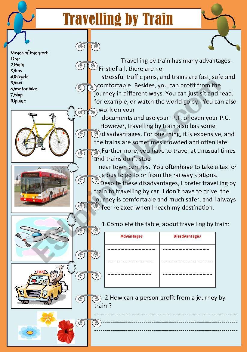 travelling by train worksheet
