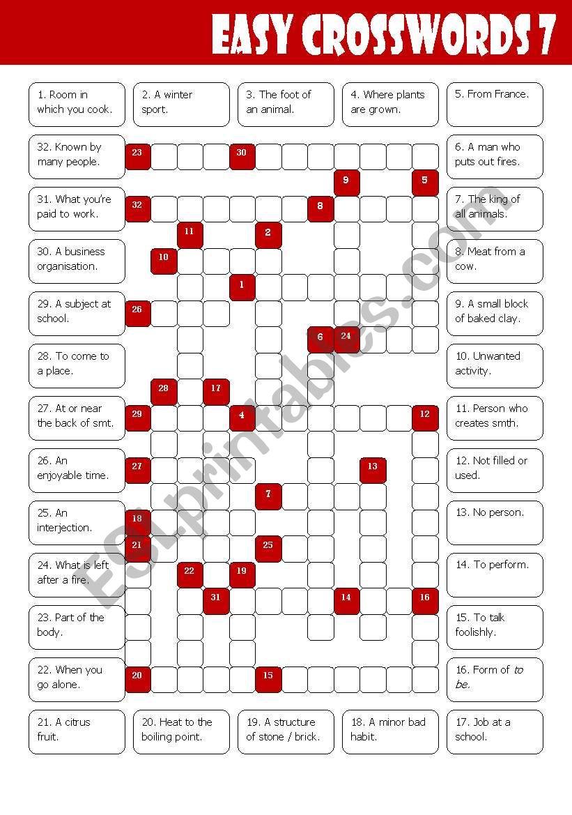Easy Crosswords 7 worksheet