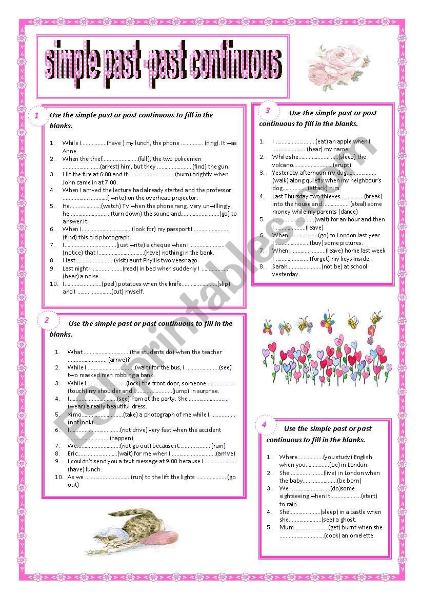 past simple-past continuous worksheet