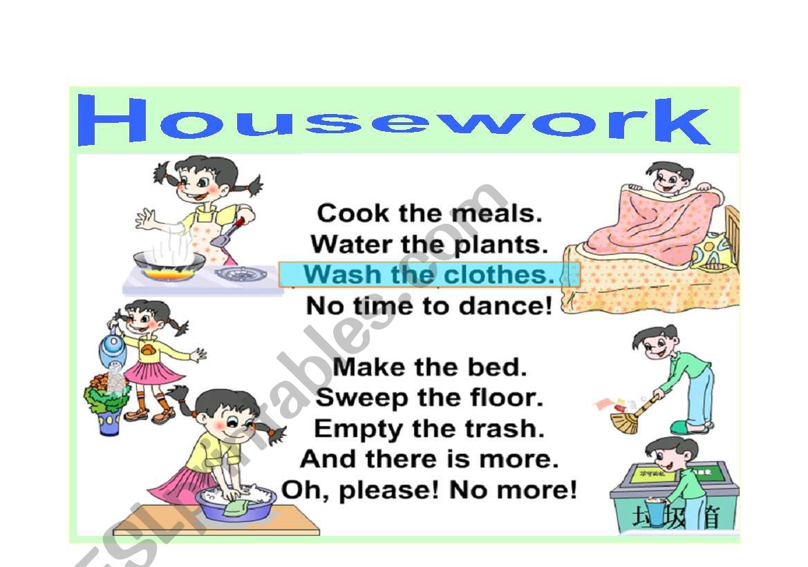 housework worksheet