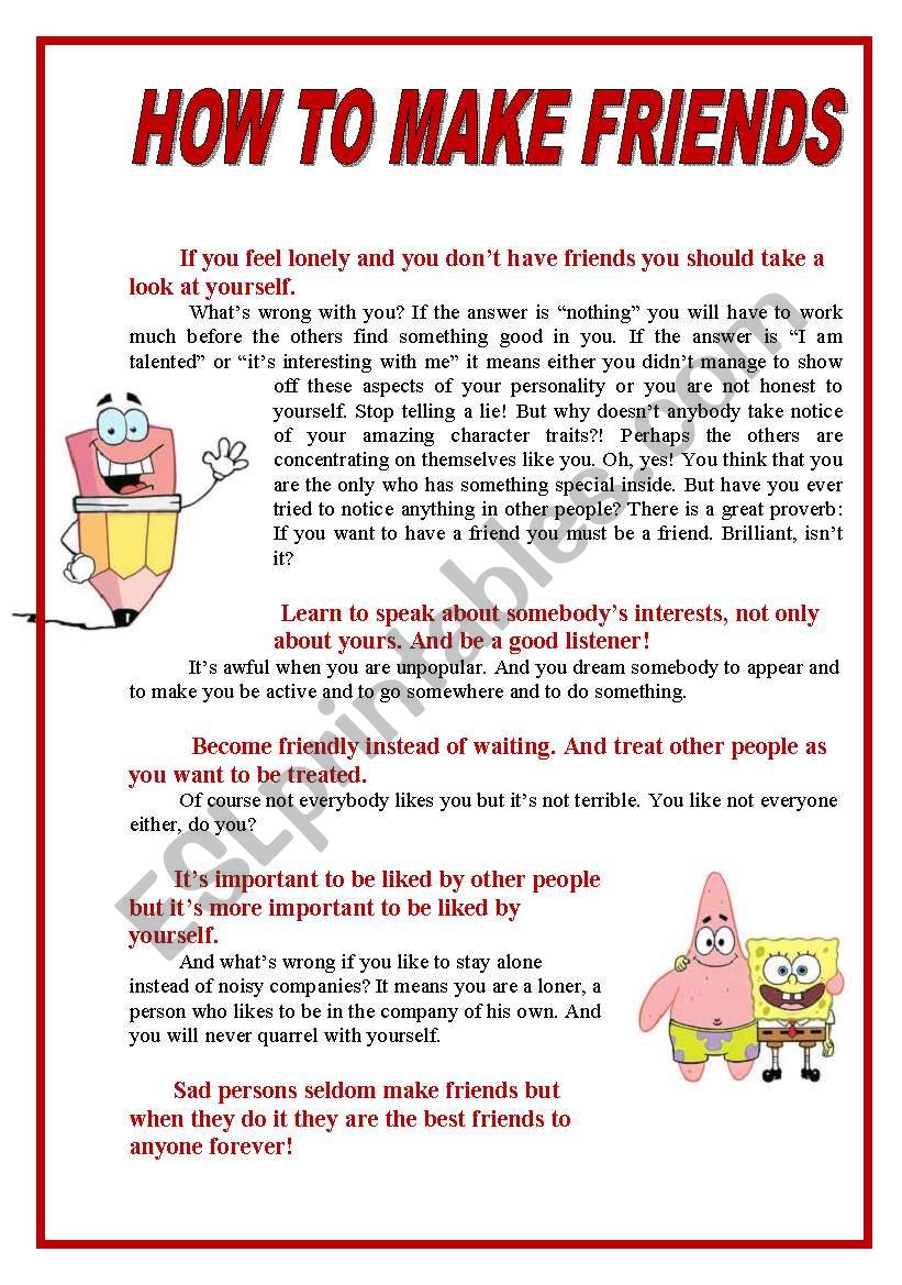how to make friends worksheet