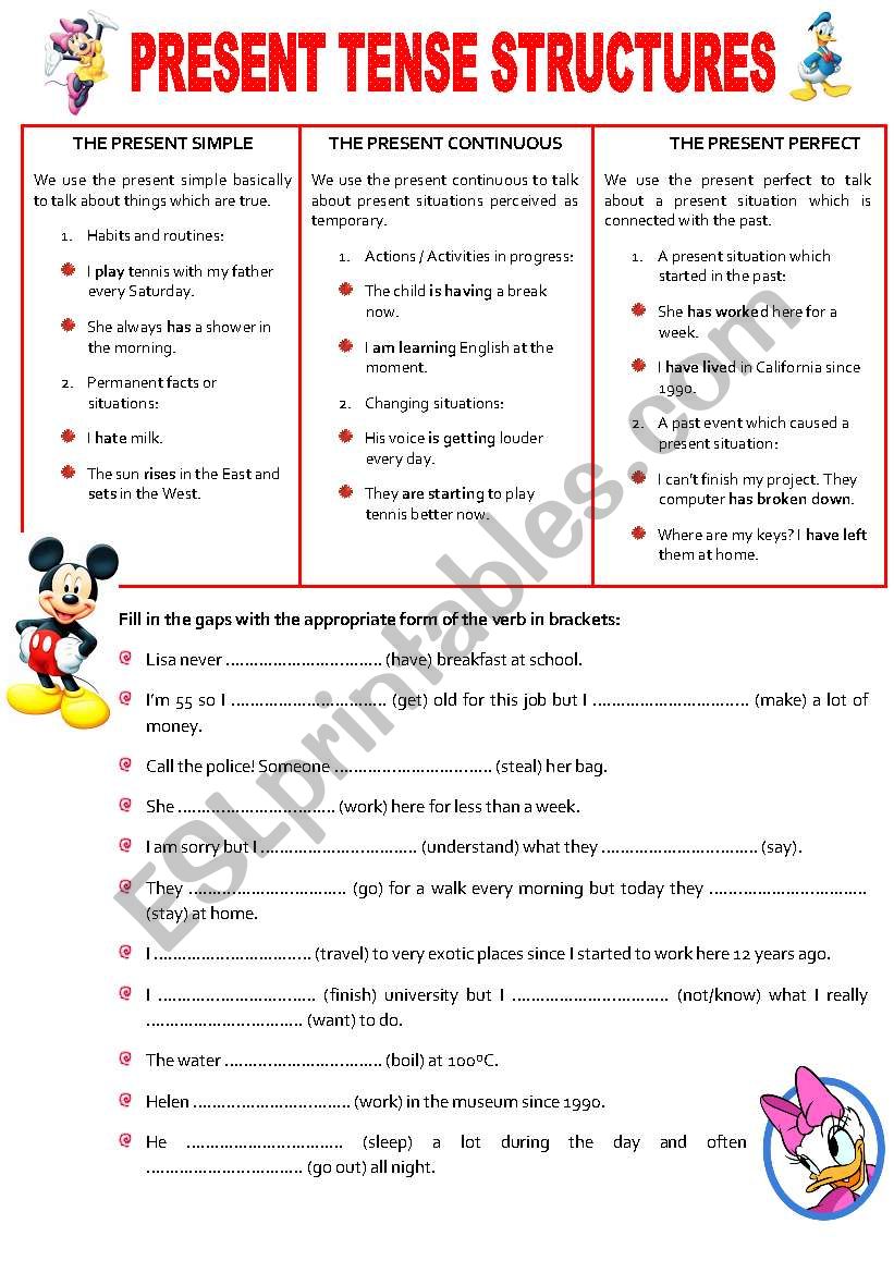 Present Tenses worksheet