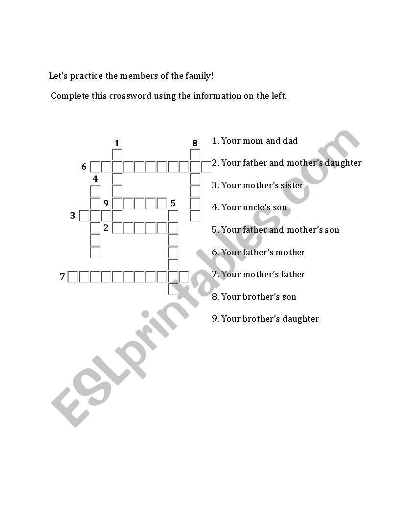 family members worksheet