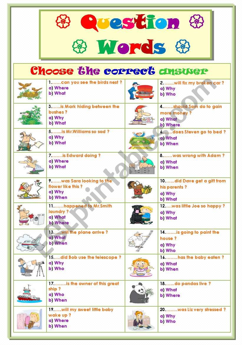 Question Words 2... worksheet