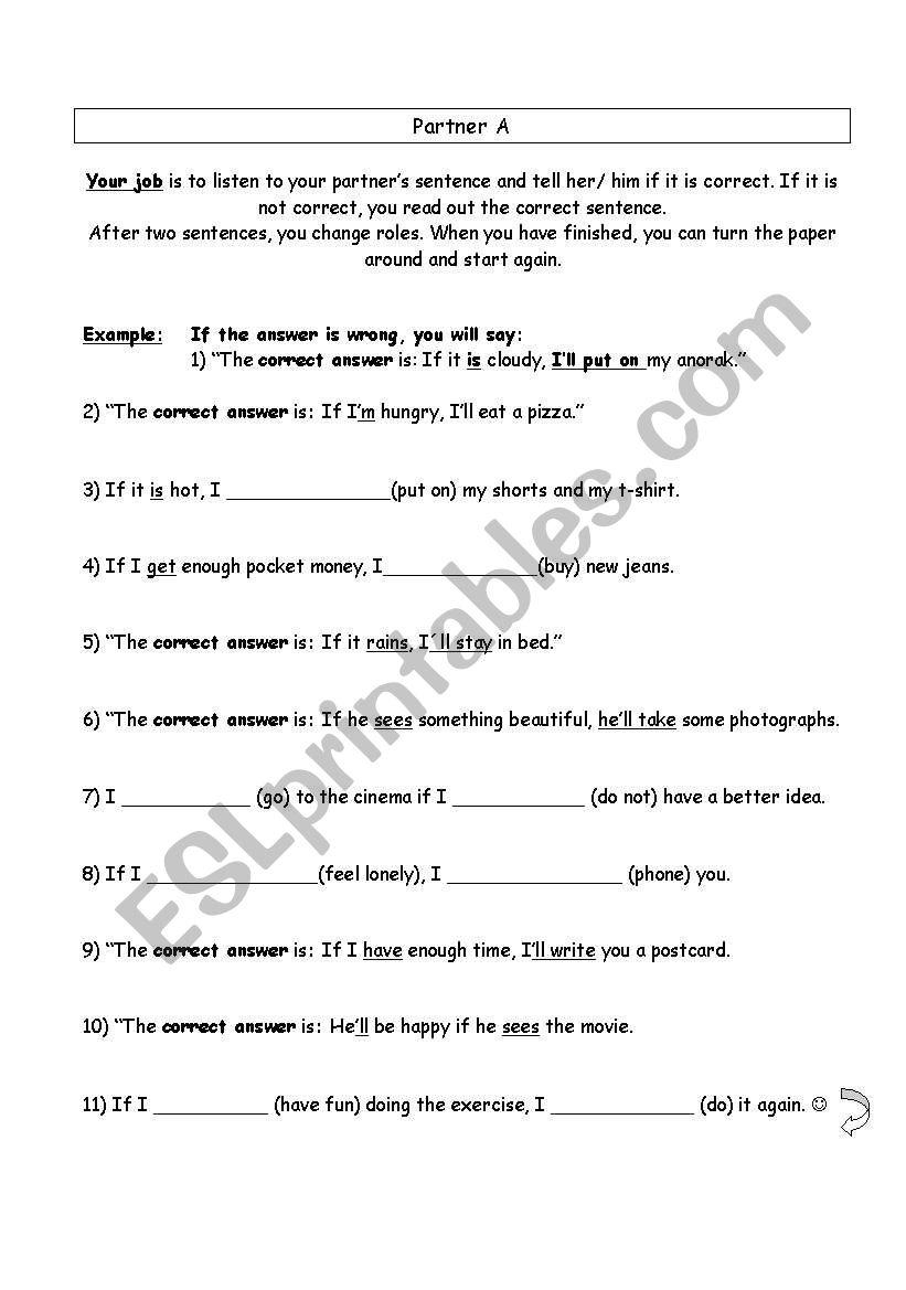 If clauses Tandem activity worksheet