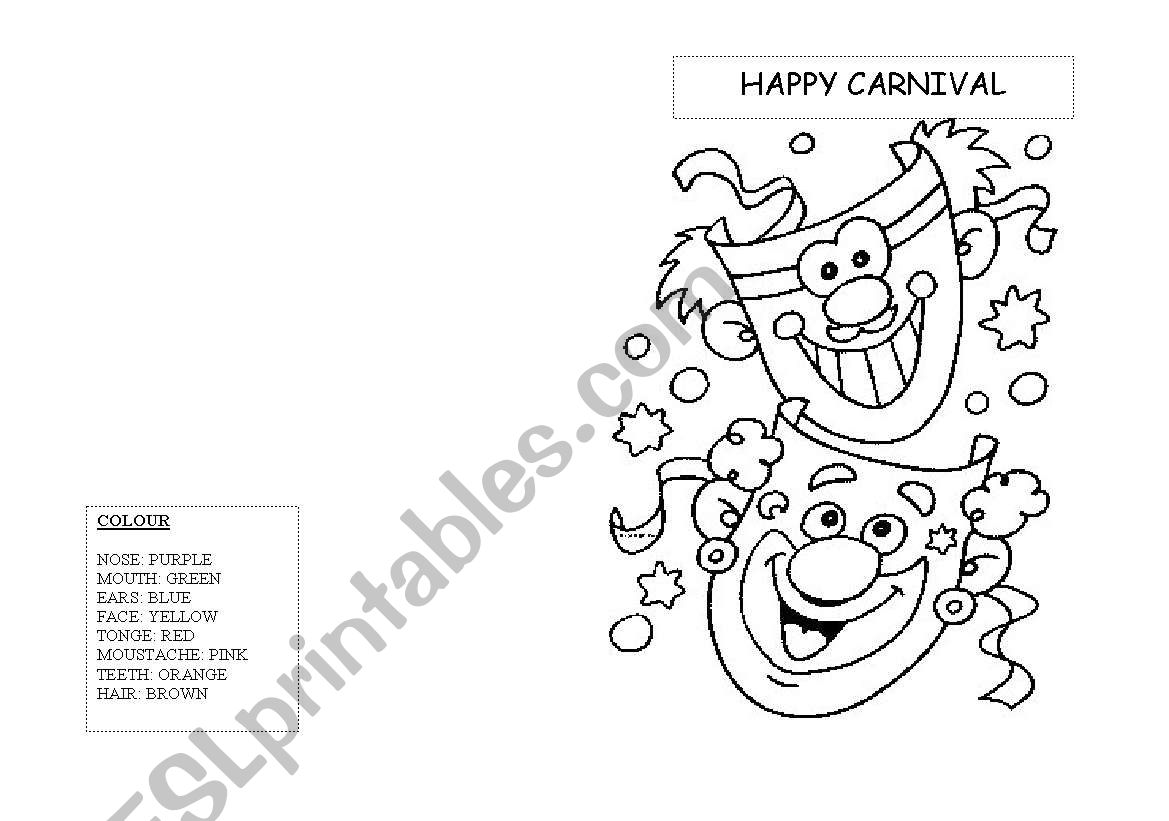 carnival card worksheet