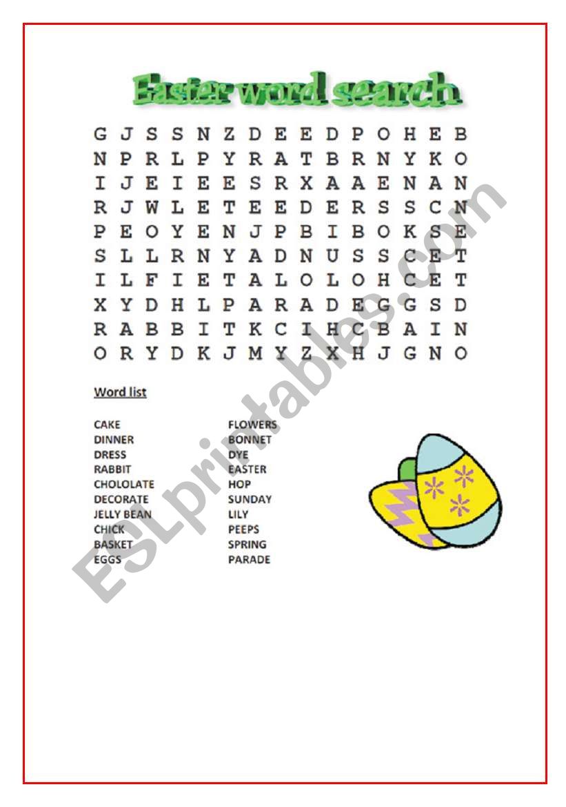 easter wod search worksheet