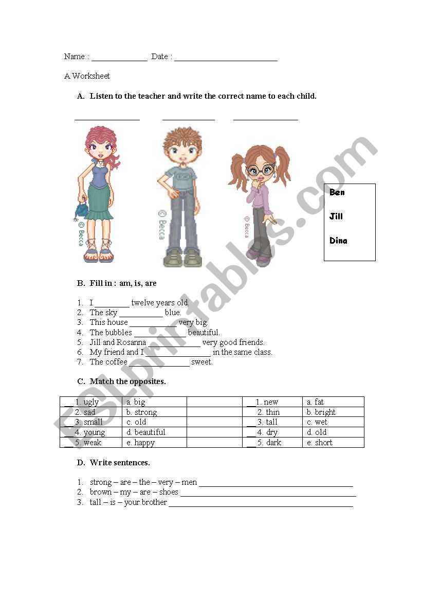 Be & Adjectives worksheet