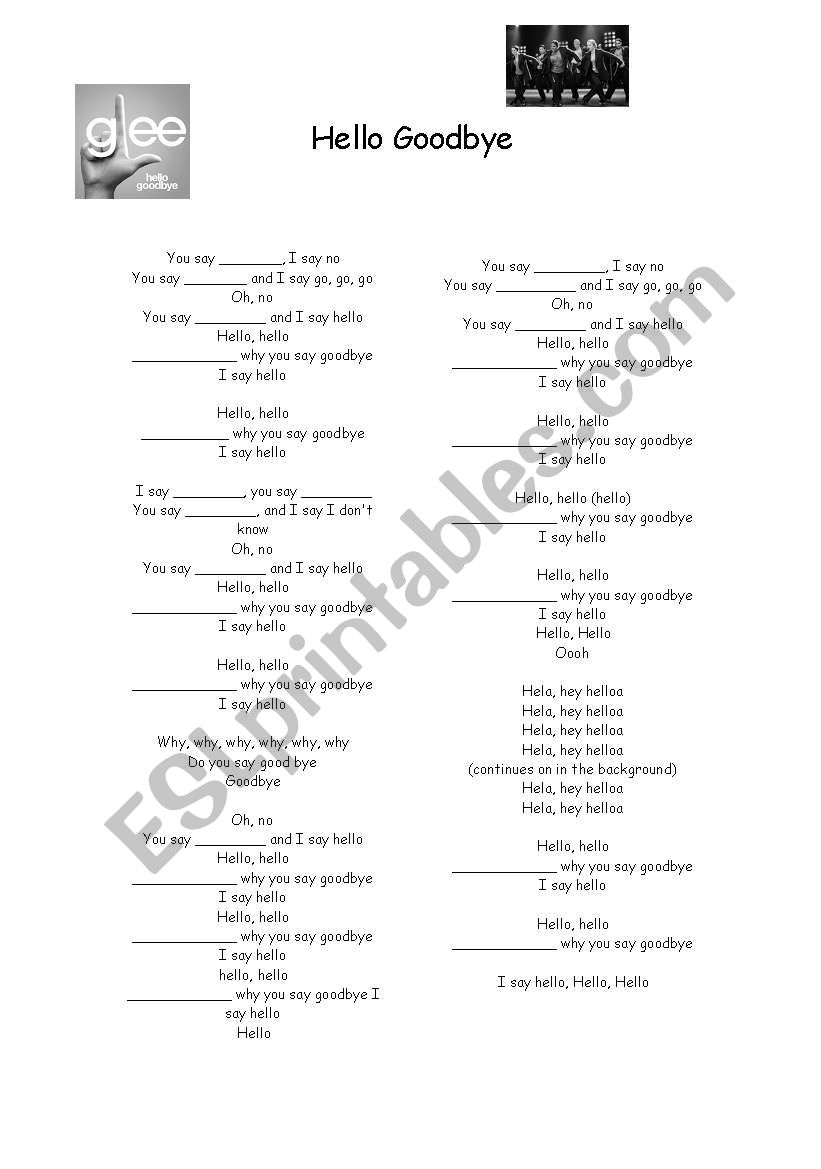 Hello Goodbye Song  worksheet