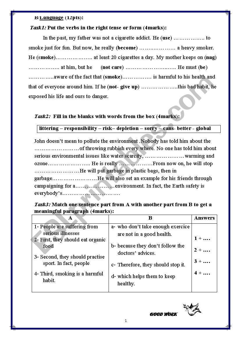 language part of mid term test n2 for 9th form