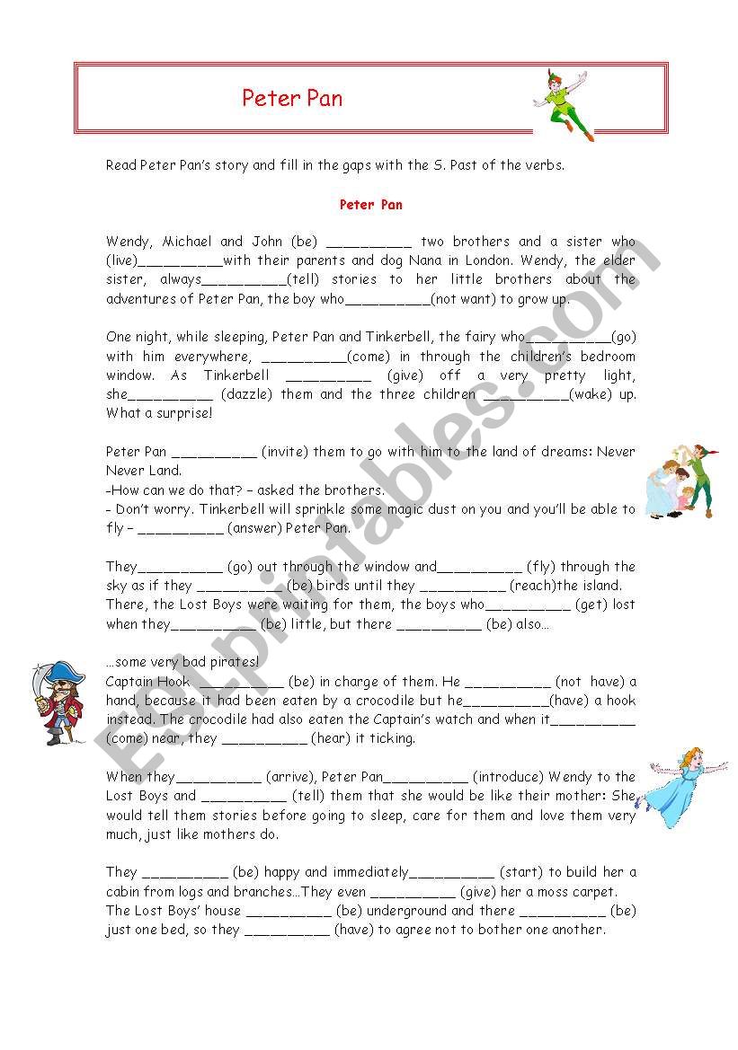 Peter Pans story worksheet