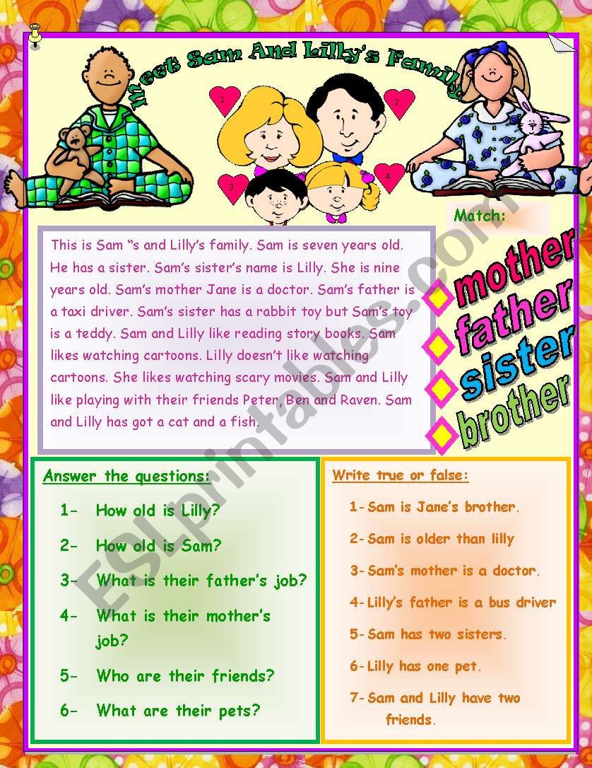 meet sams and lillys family worksheet