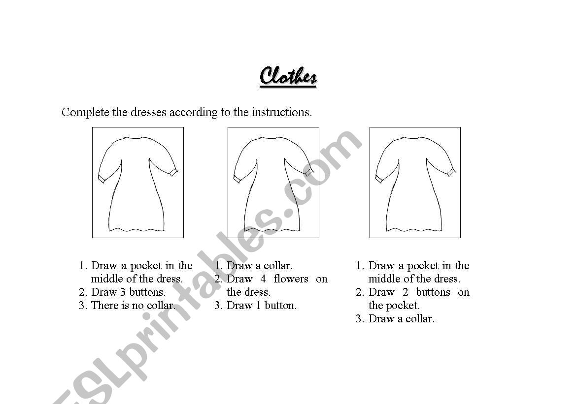 clothes worksheet