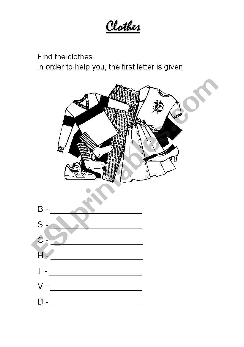 clothes worksheet