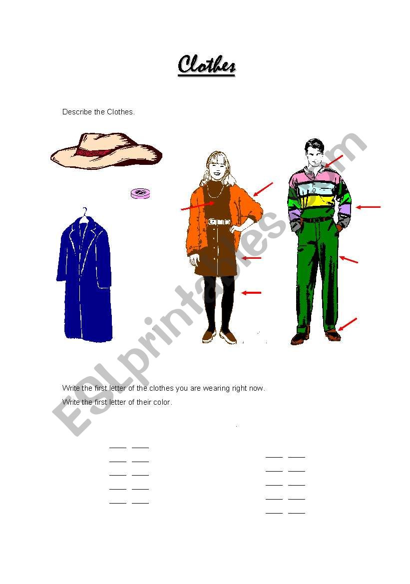 clothes worksheet