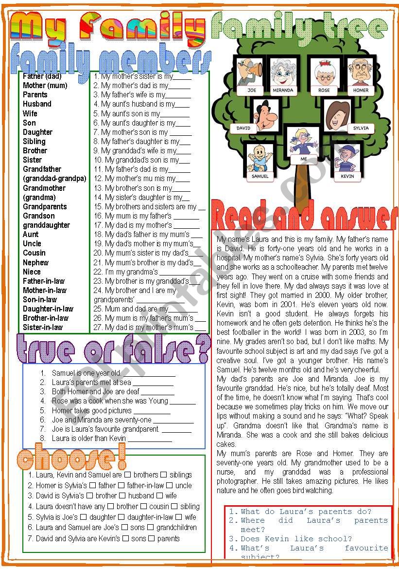 My family worksheet