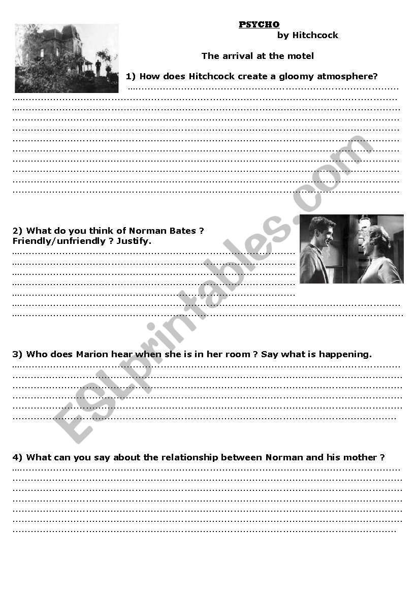 Psycho worksheet