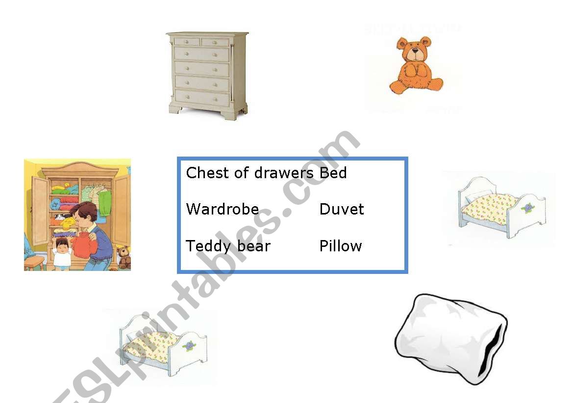 match bedroom words worksheet