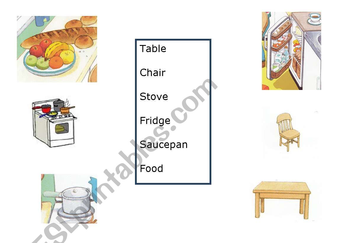  find Kitchen words worksheet